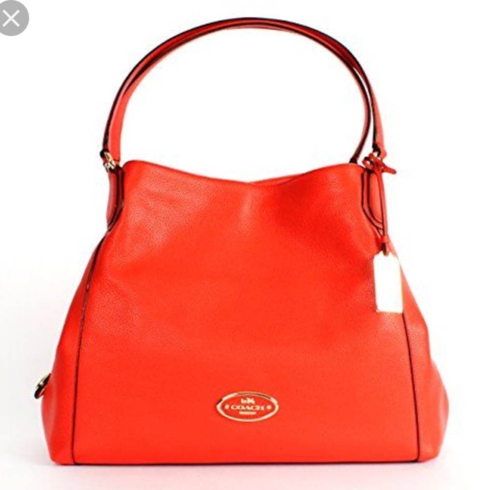 Coach Refined Grain Leather Edie in Coral